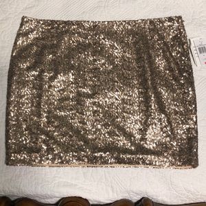 Women’s rose copper sequin mini skirt